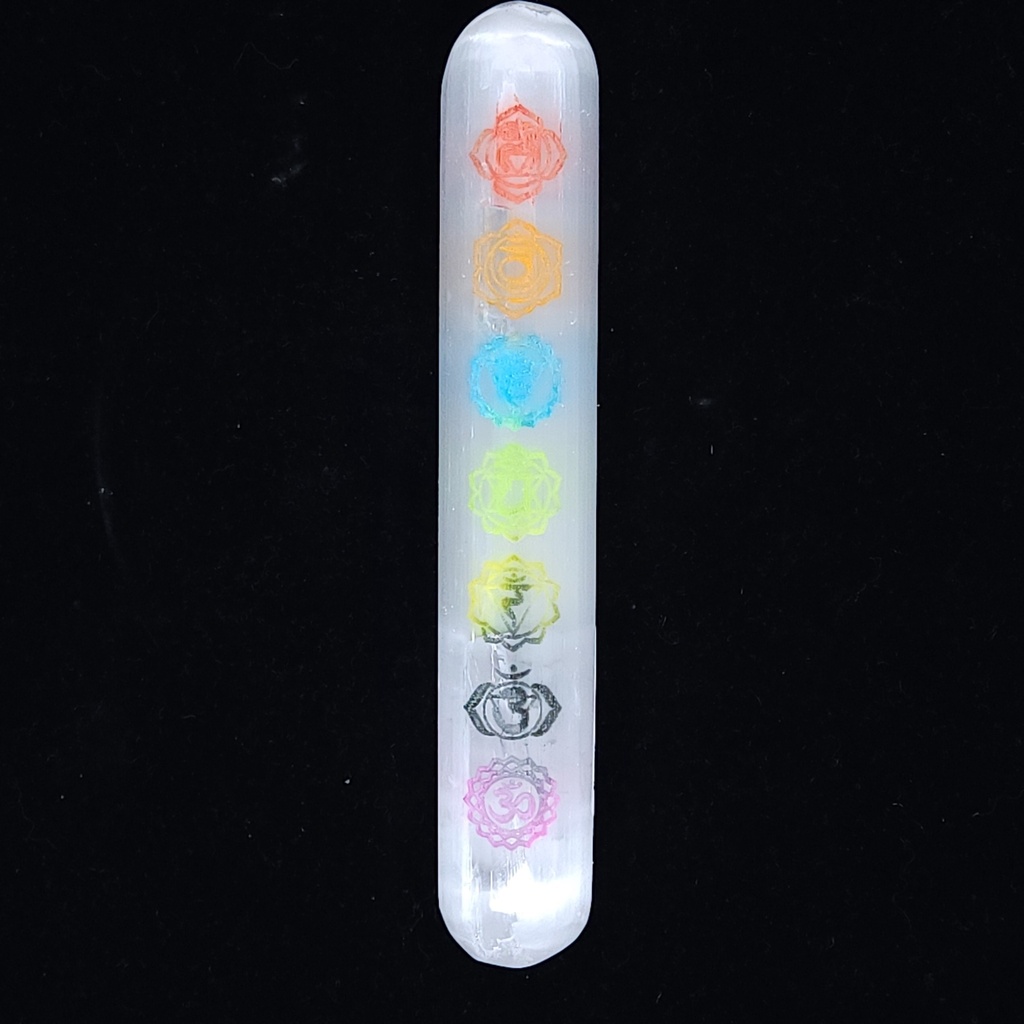 Engraved Selenite Chakra Wand
