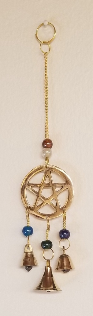 Pentacle Brass Bell Wind Chime 9"