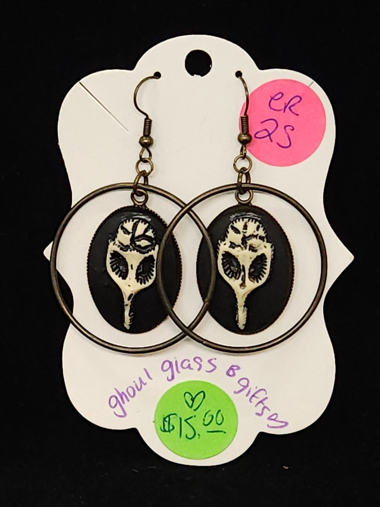 [5015051425] Raven Skull Hoop Earrings (ER25)