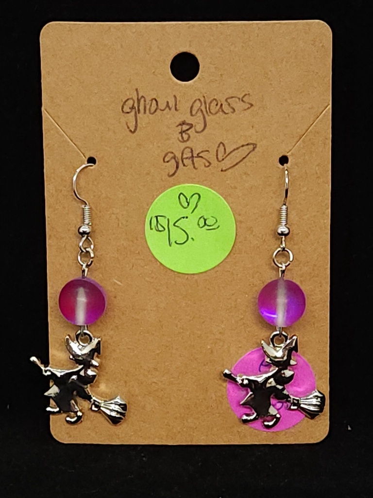 [5015051436] Purple Cateye Witch Earrings (ER36)