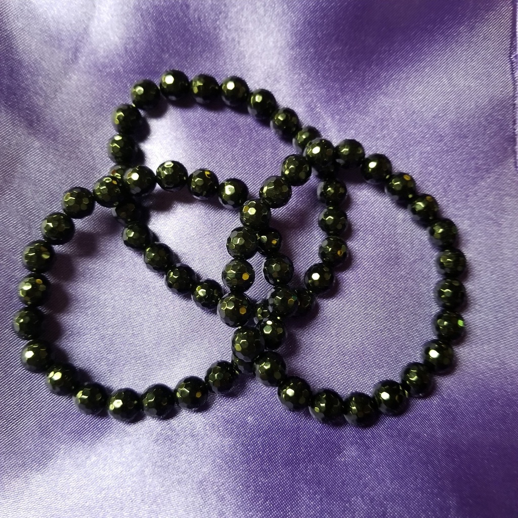 Crystal Bracelets - Black Onyx (faceted), 8 mm