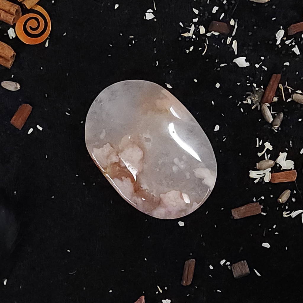 [12095] Flower Agate Palm Stone