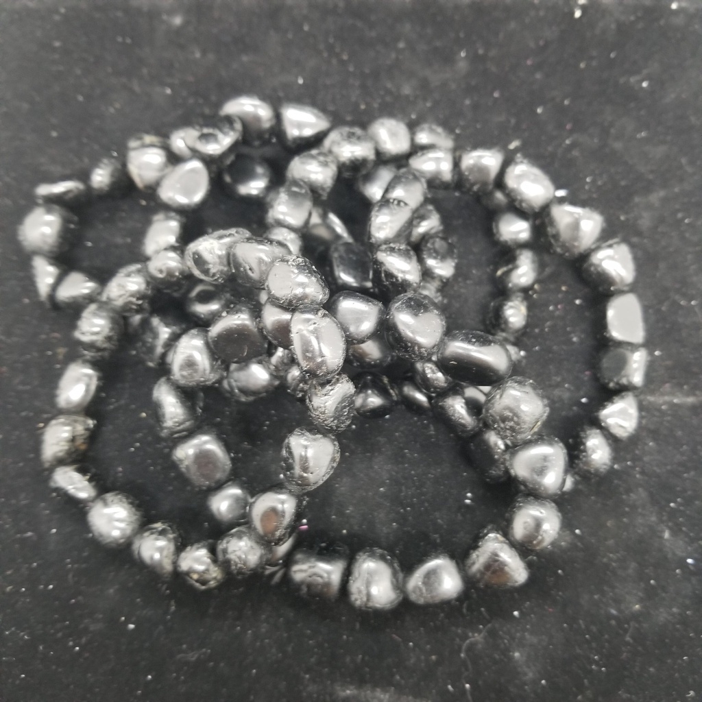 [121502030412] Black Tourmaline Tumbled Stones Bracelet