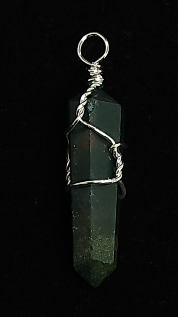 [12150402189] Wire Wrapped Bloodstone Pendant