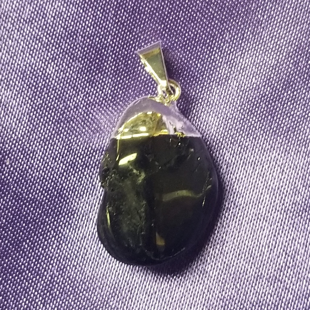[121504030112] Black Tourmaline Tumbled Stone Pendant