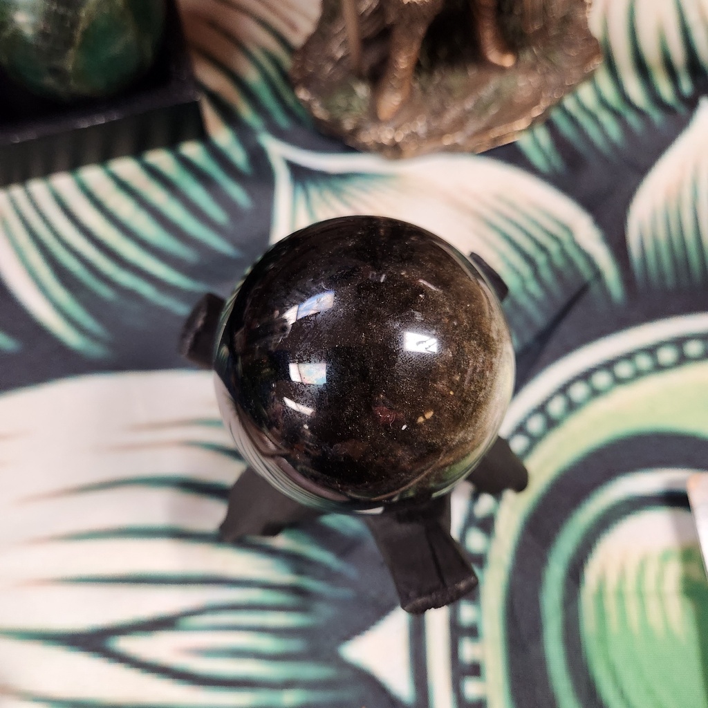 [12046] Gold Sheen Obsidian Sphere 64mm