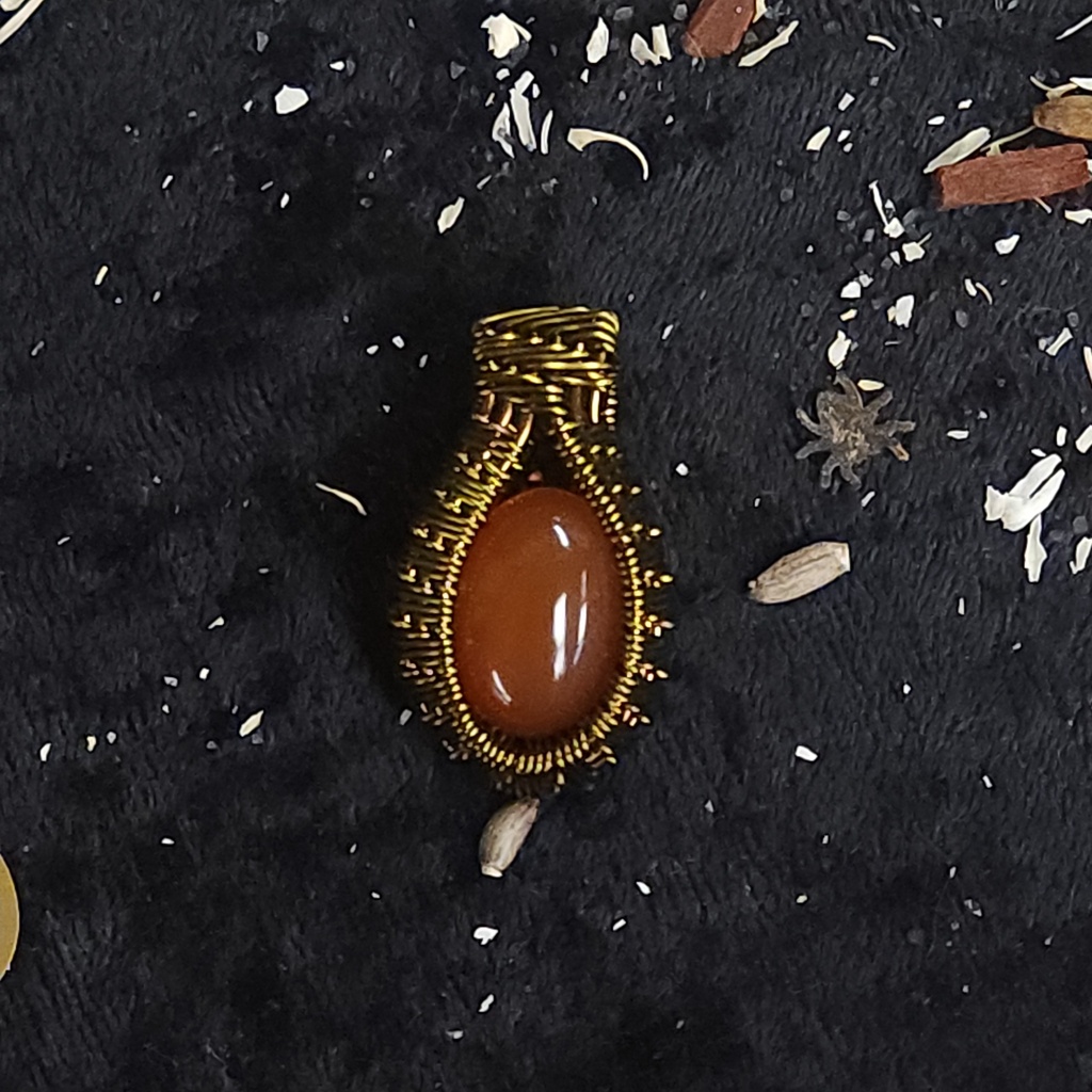 [11950] Ember Veil Carnelian Pendant