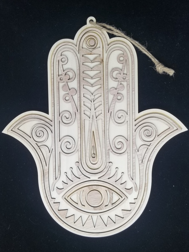 [1213021049] Wooden Fatima Hand Wall Hanging