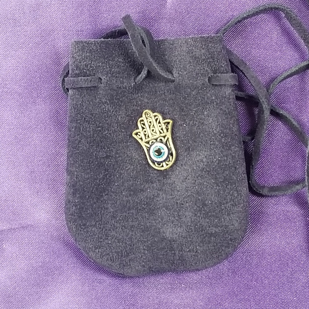 Blue Fatima Suede Pouch
