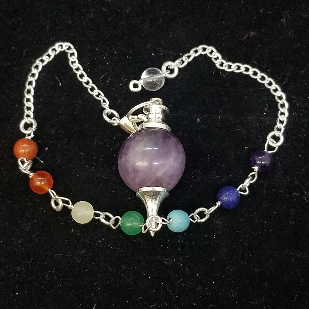 Amethyst Sephoroton Pendulum w/ Chakra Beads