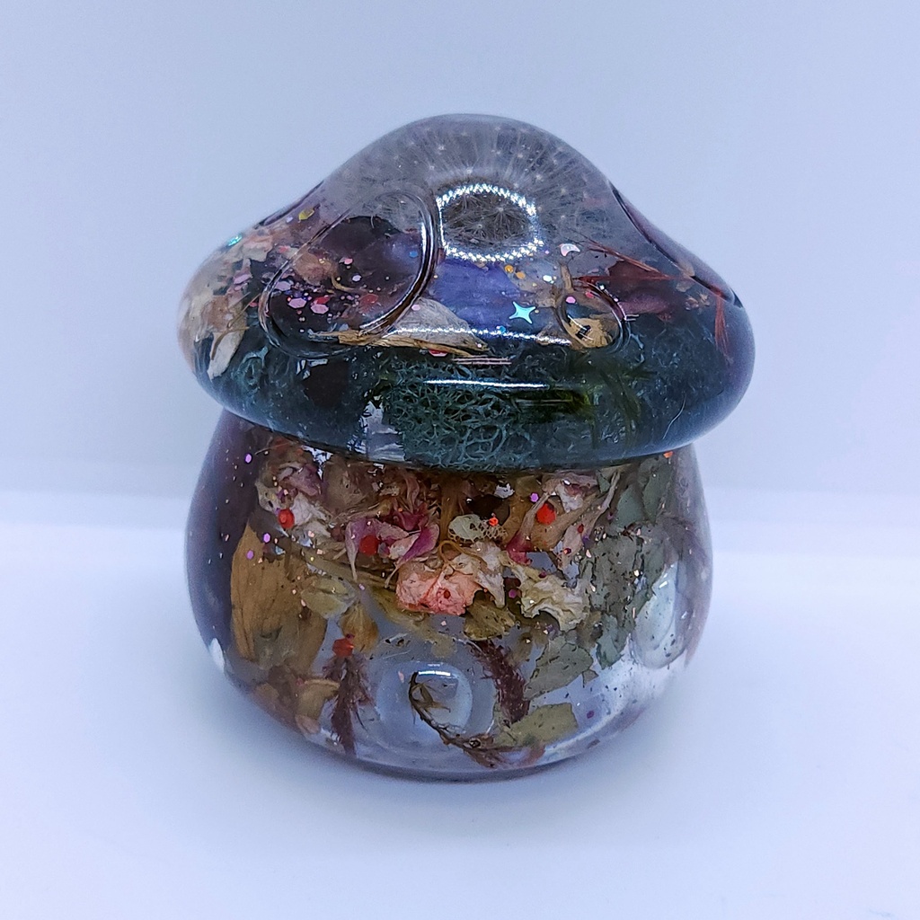 [11826] Make A Wish Mushroom Jar — Dandelion Spirit in Twilight Garden