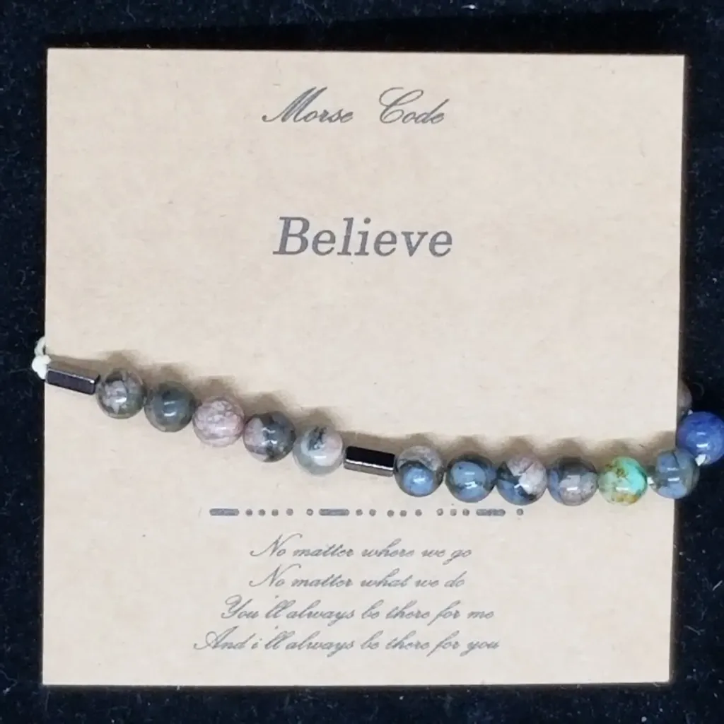 [53150203273] "Believe" Morse Code Bracelet