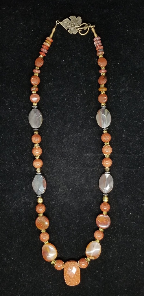 [5315130304222] Chunky Goldstone and Tiger's Eye Necklace