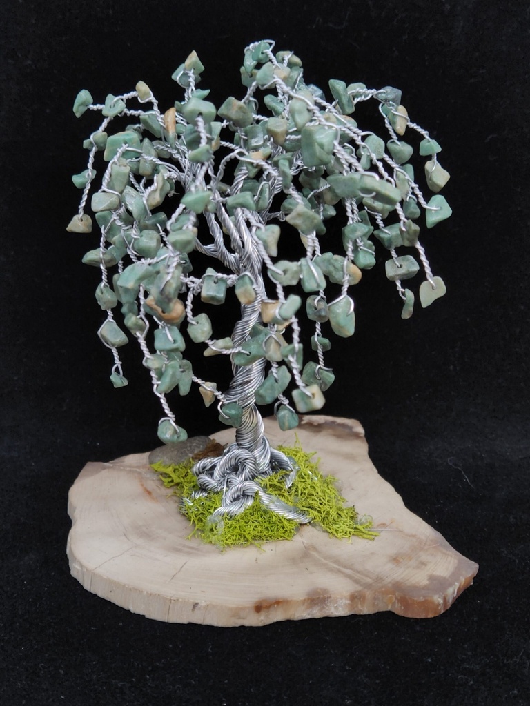 Amazonite Willow Tree on Petrified Wood