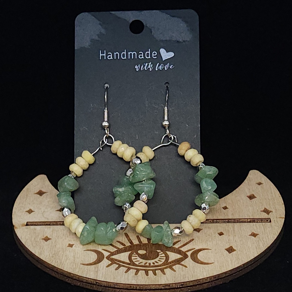 [53150508347] Aventurine Hoop Earrings