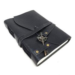 [11247] Black Floral Leather Journal