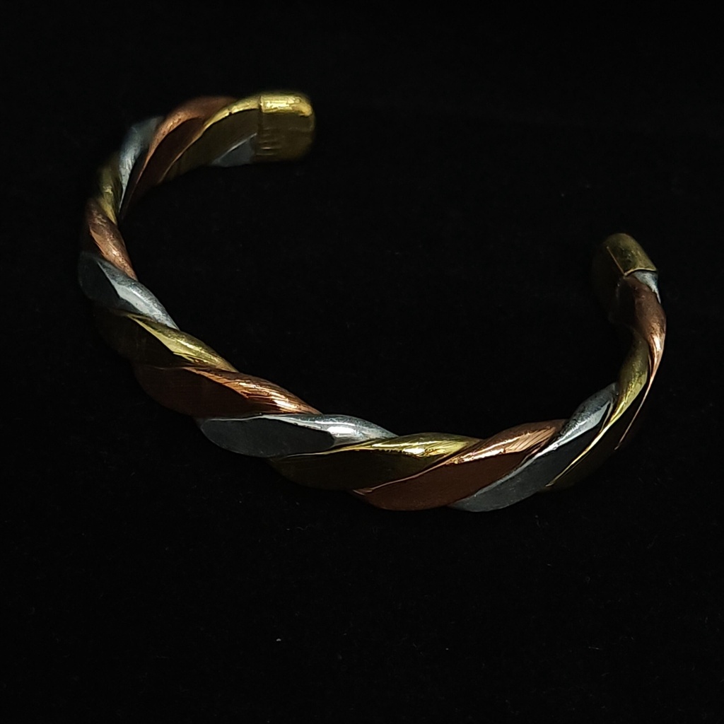 Chunky Twisted 3-Metal Bracelet