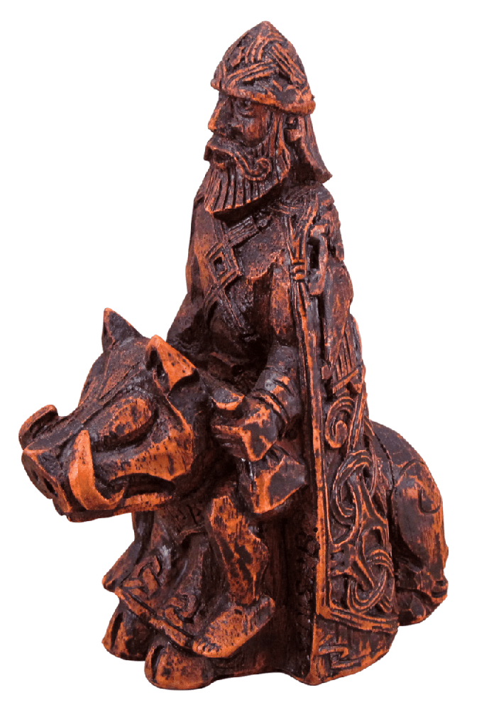 [1413030411] Freyr Figurine (wood)