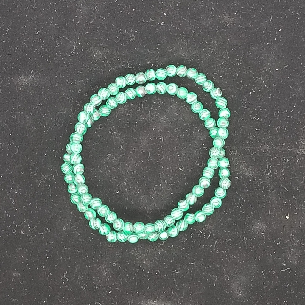[6972] Reconstituted Malachite Bracelet (4mm)