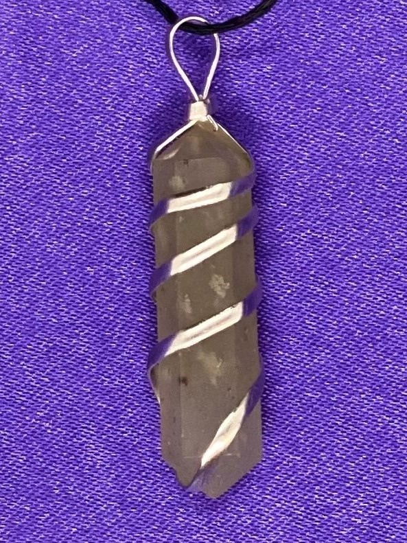 Citrine Double-Point Pendant, Wire-Wrapped