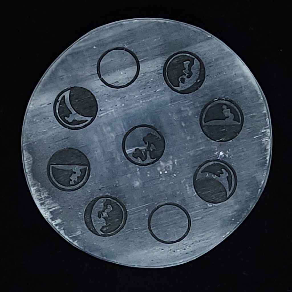 [7064] Moon Phase Selenite Charging Plate 3"