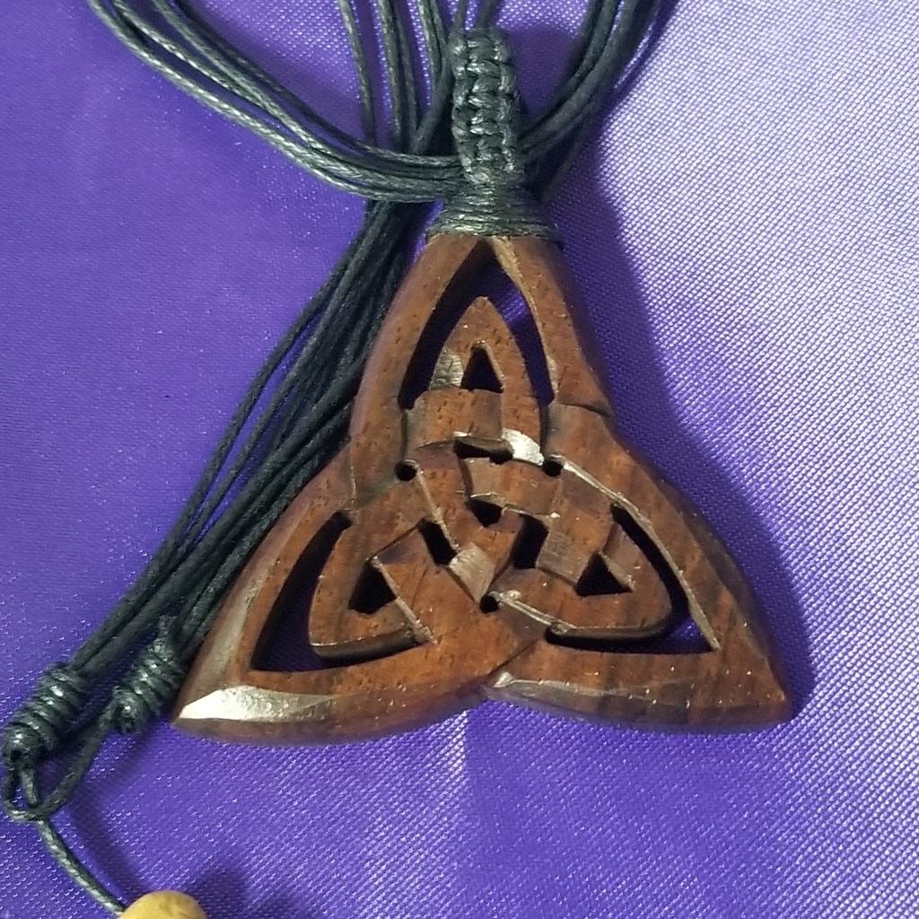 [121504040262] Triquetra Wooden Necklace
