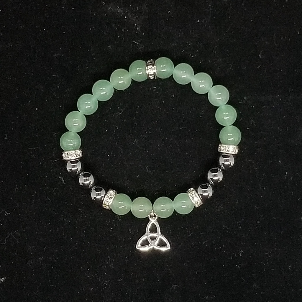 [321502080662] Aventurine Hematite Triquetra Bracelet