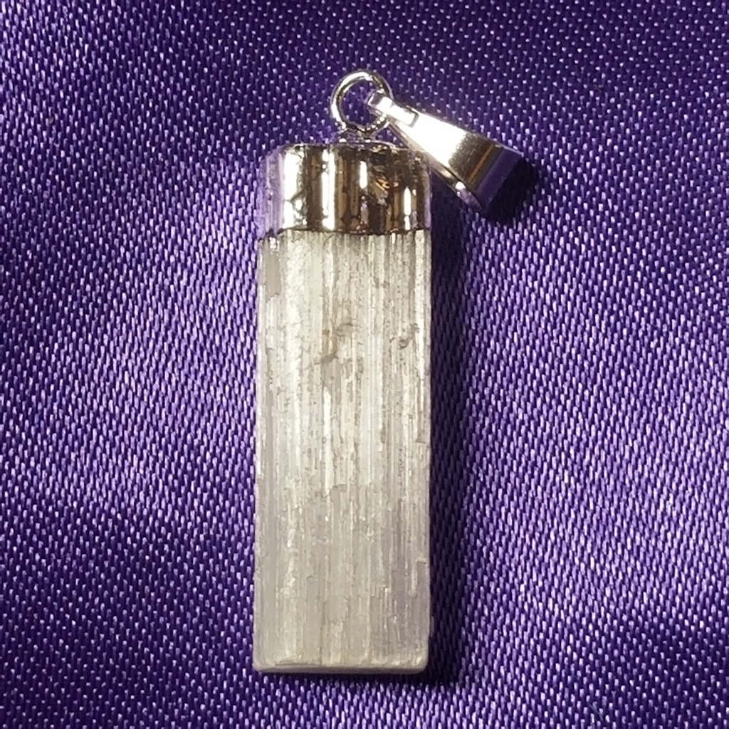 [1215040376] Selenite Rough Point Pendant