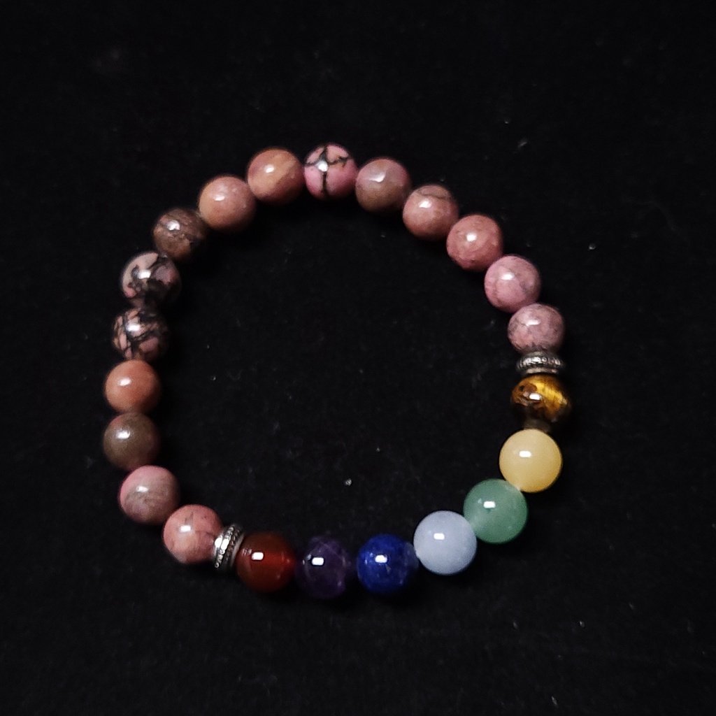 [22249] 7 Chakra Rhodonite Bracelet