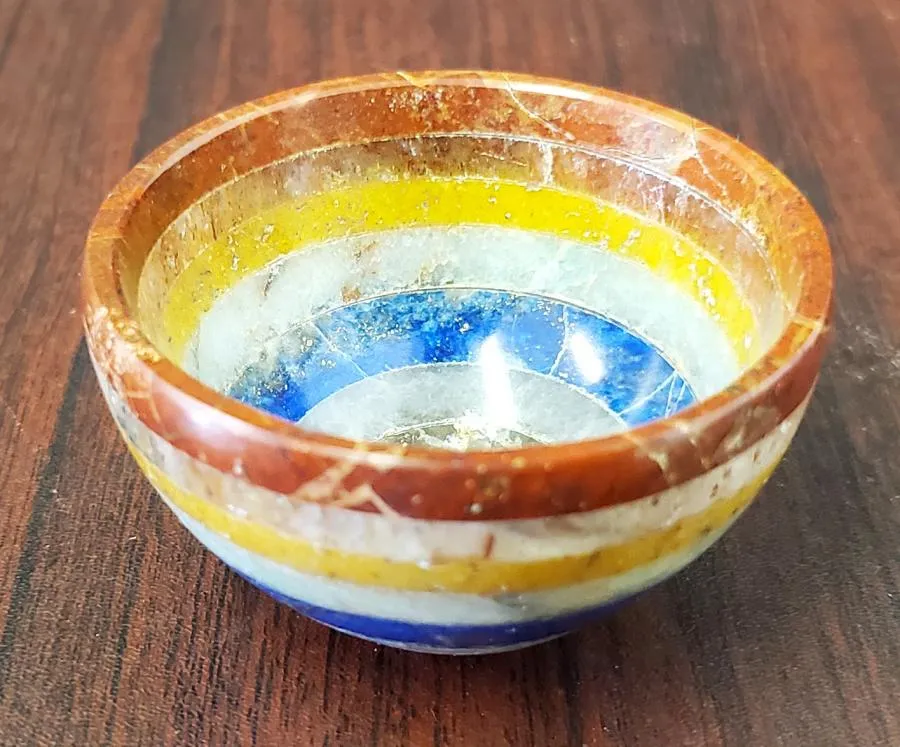 [11866] 7 Chakra Bonded Gem Stone Bowl 2"