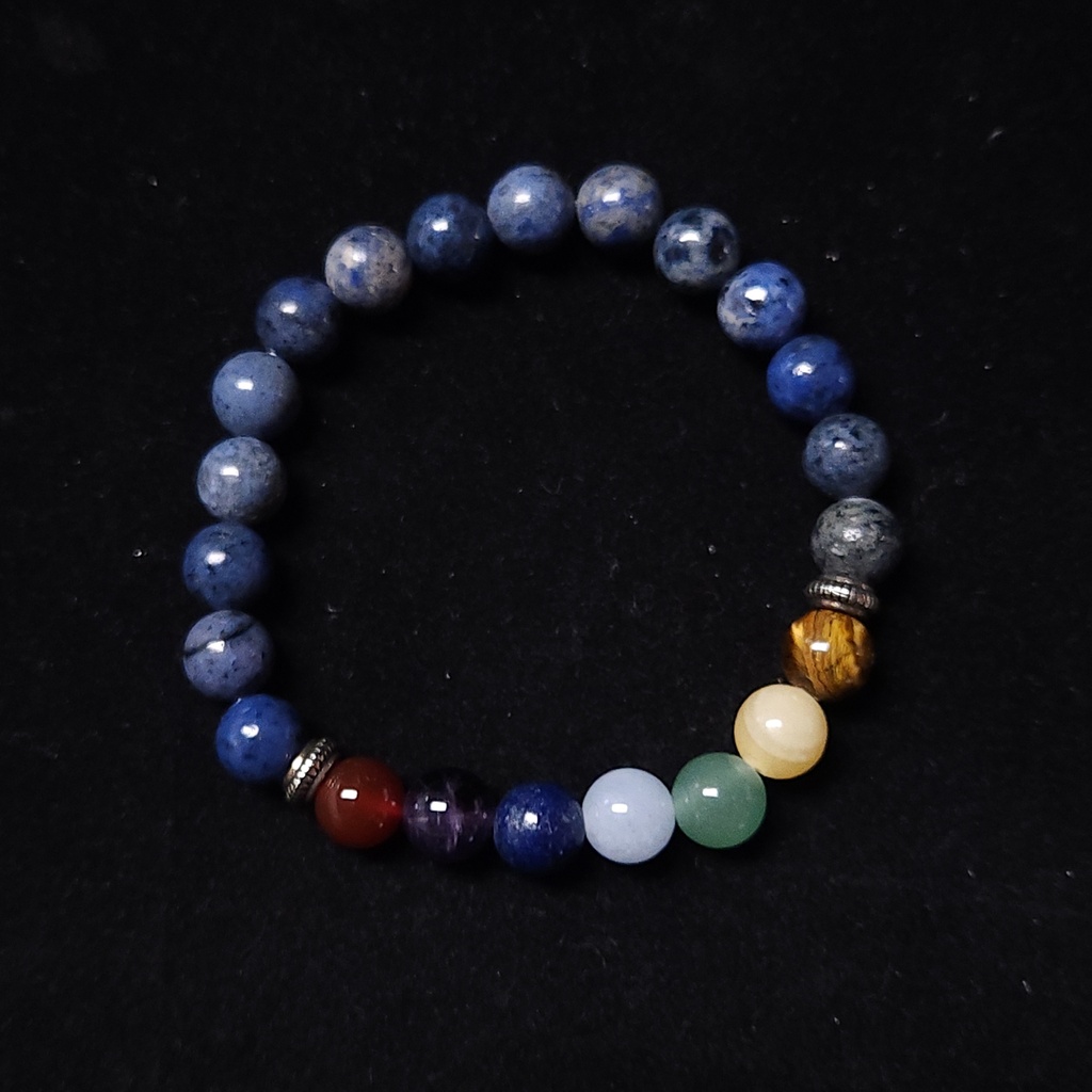 [22262] 7 Chakra Dumortierite Bracelet