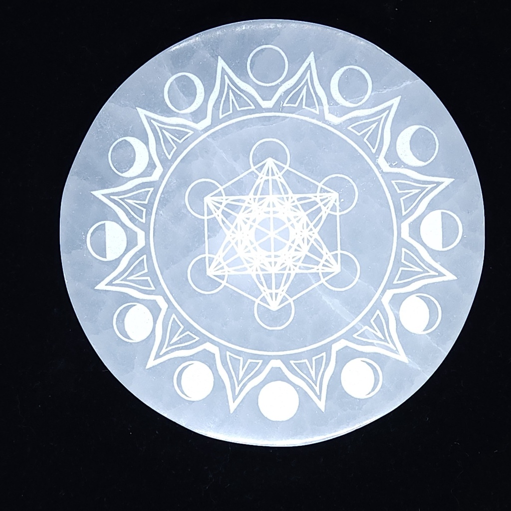 [10296] Metatron's Cube Selenite Plate