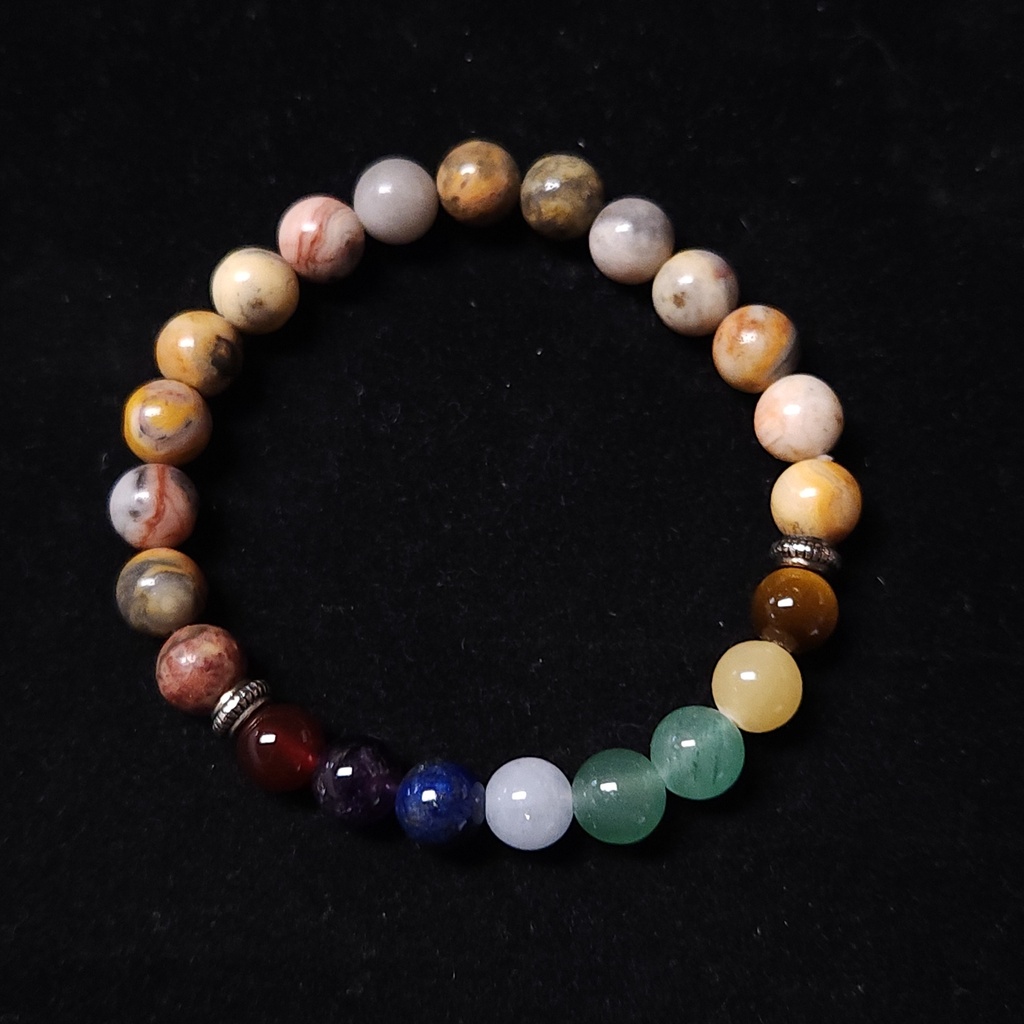 [22255] 7 Chakra Crazy Lace Bracelet