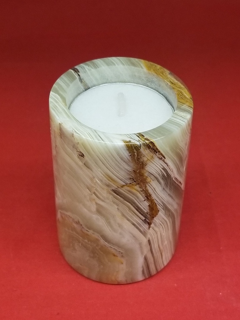 [3222080323] Green Onyx Cylinder Candleholder