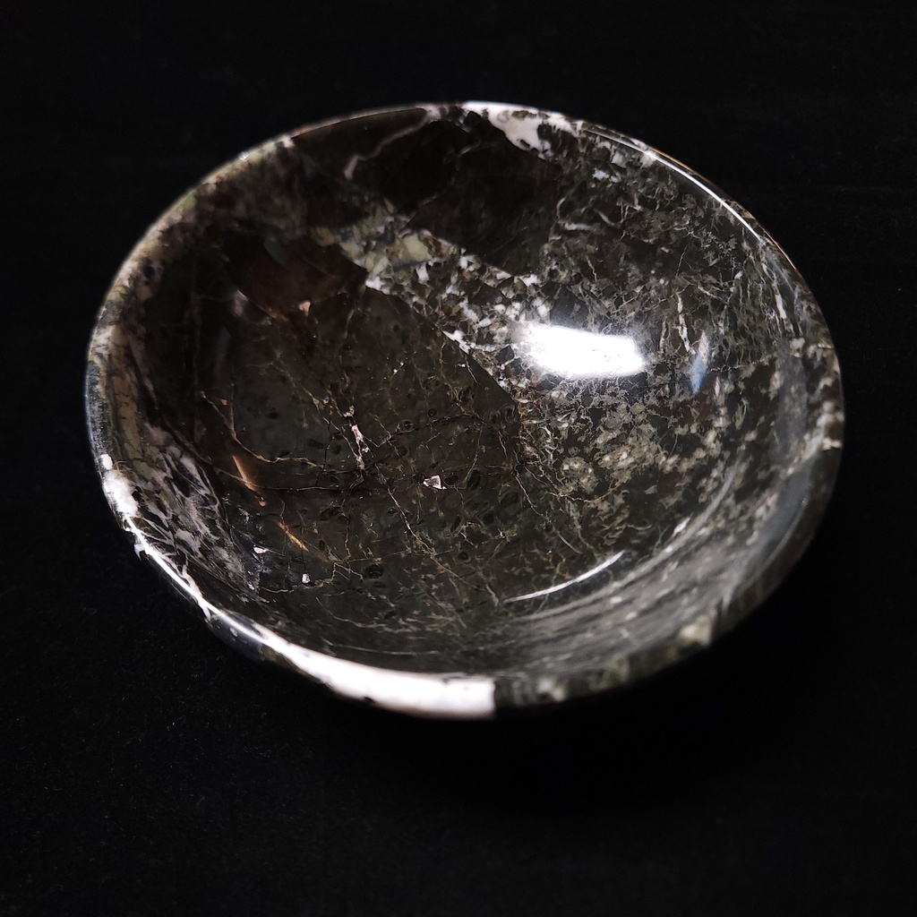 6" Black Zebra Jasper Offering Bowl