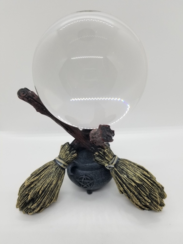 [176549117084] Gazing Ball w/ Cauldon Besom Stand