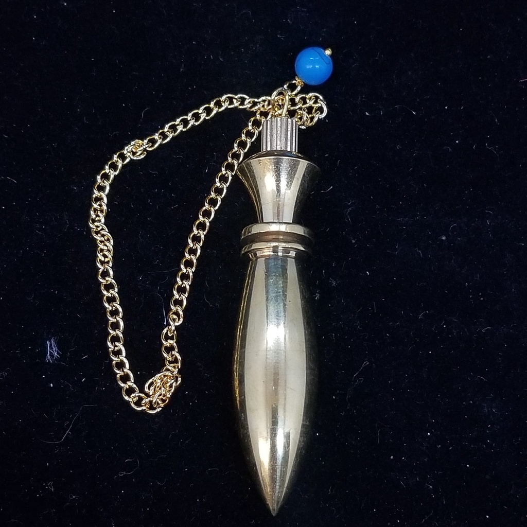 [1235280975] Egyptian Brass Chambered Pendulum