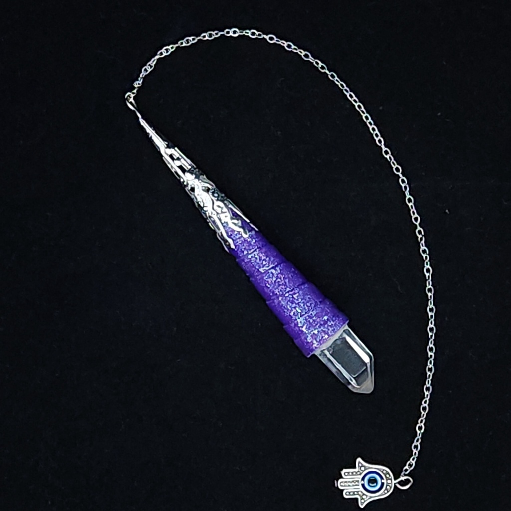 [96354320035] Quartz-Tipped Herbed Quilled Pendulum (#20035)