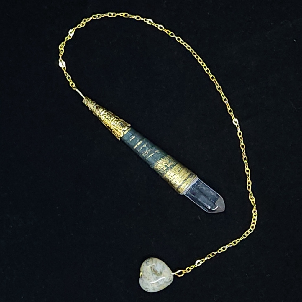 [96354320025] Quartz-Tipped Herbed Quilled Pendulum (#20025)