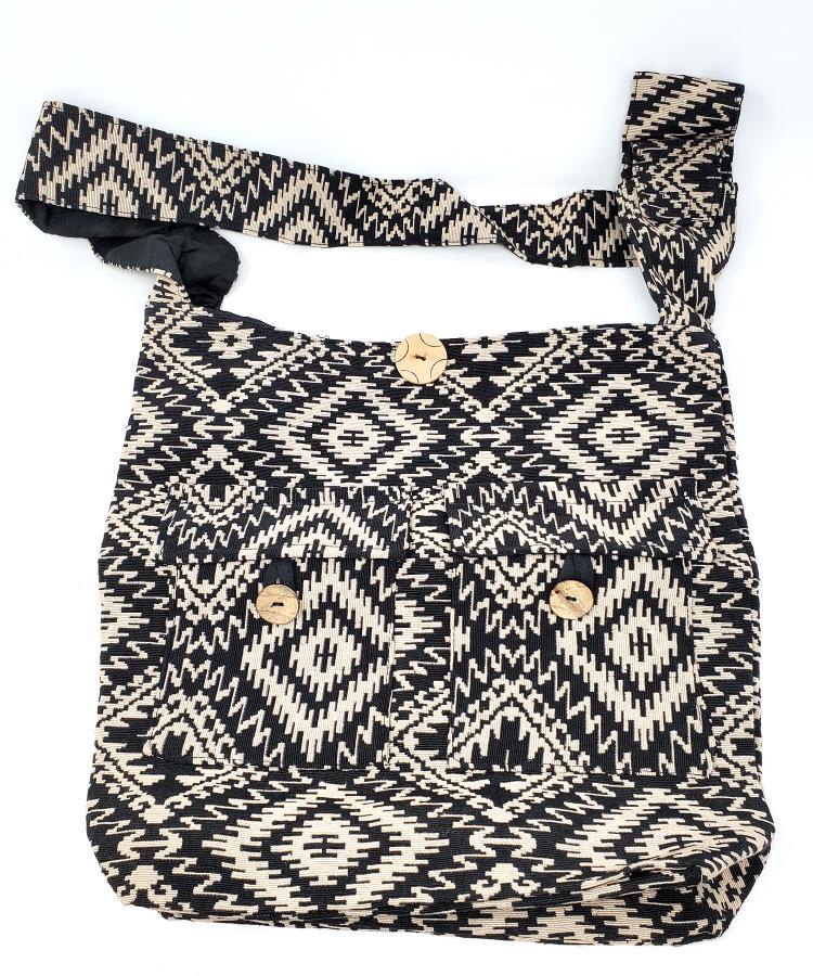 [11661] Beige & Black Shoulder Bag