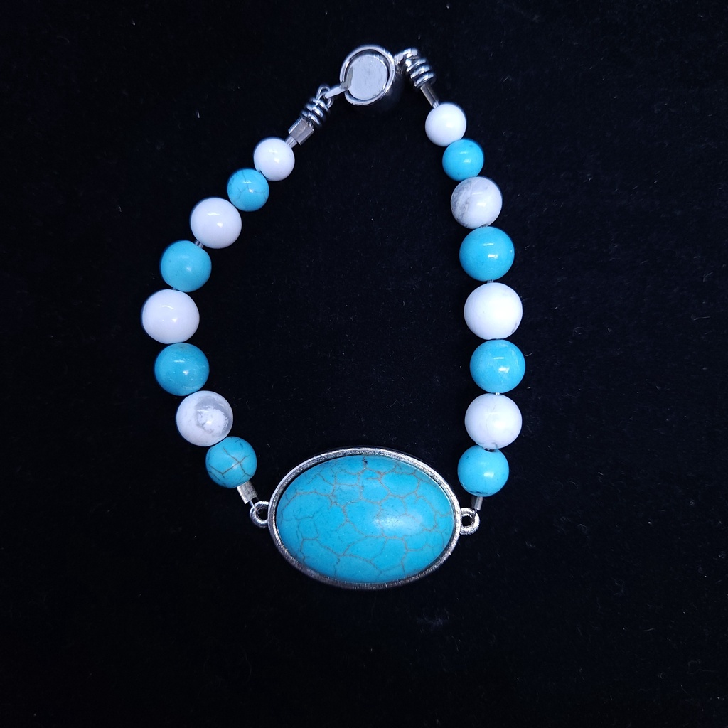 [11383] Howlite and Wagnerite Bracelet