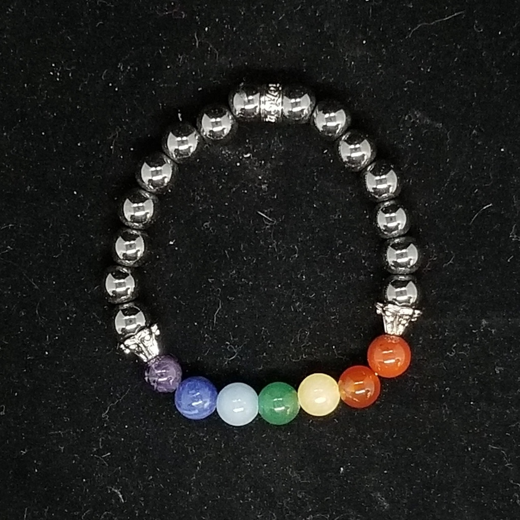 7 Chakra Hematite Bracelet