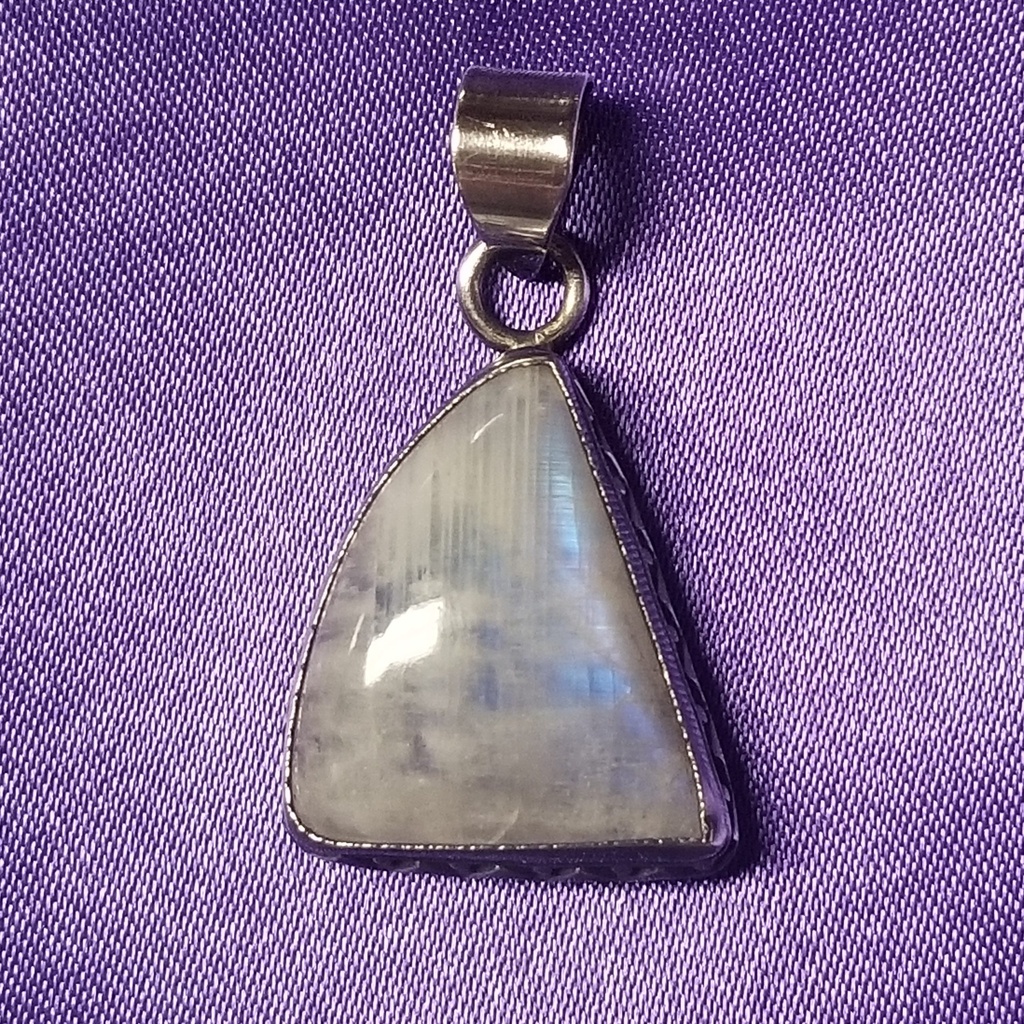 Rainbow Moonstone and Silver Pendant