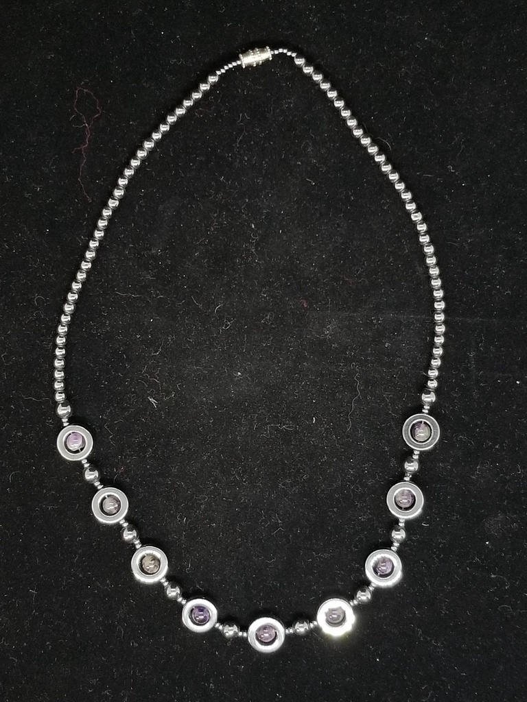 [9915130609] Hematite and Amethyst Necklace