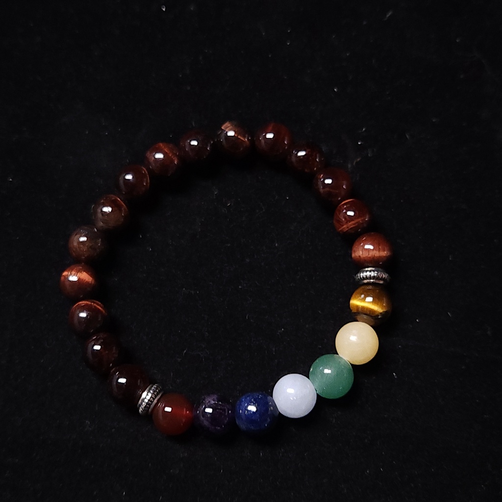 7 Chakra Red Tiger's Eye Bracelet