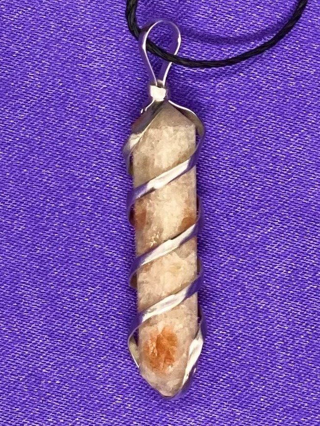 [32150402133] Wire Wrapped Sunstone Pendant