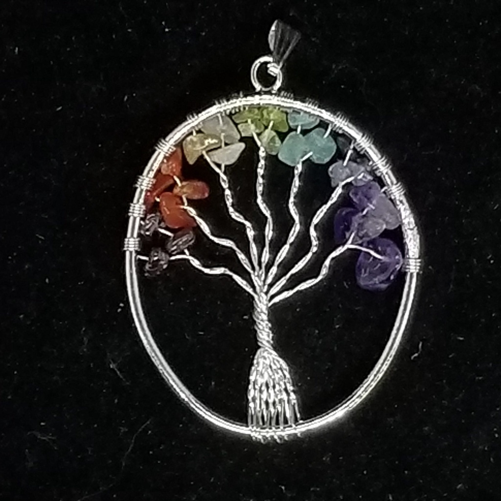 Oval Tree of Life Chakra Pendant