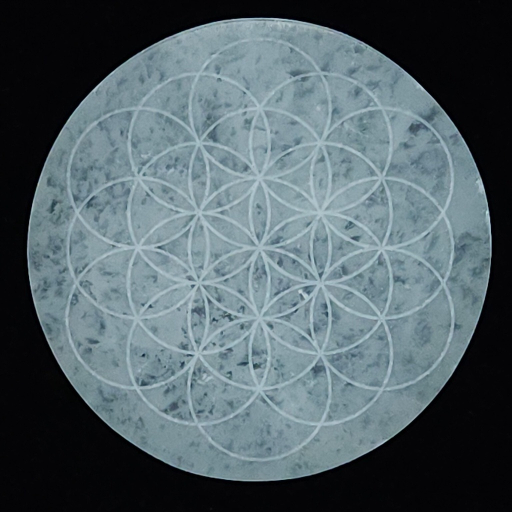 [1616040412] Flower of Life Selenite Plate