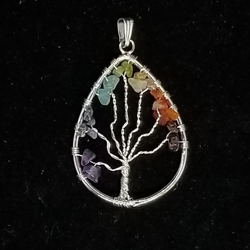 Teardrop Tree of Life Chakra Pendant