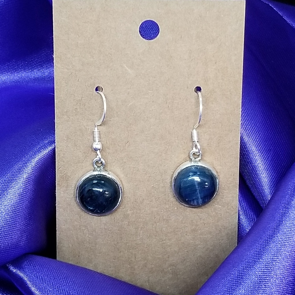 Round Kyanite Silver Earrings